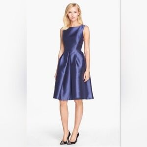 Isaac Mizrahi Cross Back Satin Twill Party Dress, Navy, Sz 4